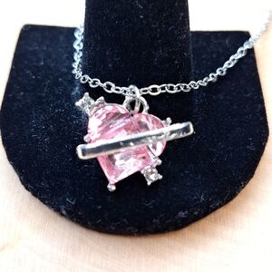 Pink Heart Saturn Gem Necklace, new in package